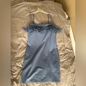 Wild Fable Blue Feather Trim Mini Dress